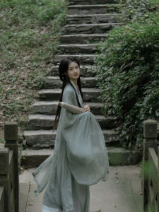 Chao Hanfu Ancient Costume Jin Dynasty Wide Sleeve Flowing Fairy Skirt Green Colorful Womens Hanfu Half Skirt Ultra Fairy Tale