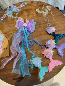 Princess Pearl Butterfly Knot Hair Accessories Childrens Fashion Jewelry Mermaid Series Hair Clips Hair Chains Hair Decorations