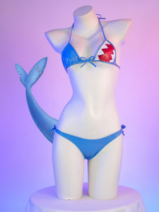 ชุดชั้นในบิกินี่ผ้าไนลอนพิมพ์ลายหนังรูปปลาฉลาม ชุดนอนผู้หญิง ชุดชั้นในสตรี ชุดชั้นในแบบสวมทับ ฤดูใบไม้ผลิ 2024