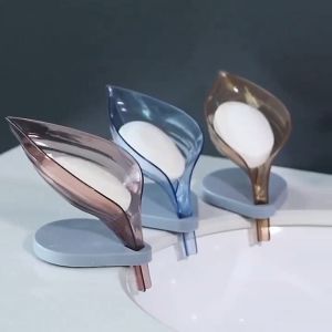 Đĩa đựng xà phòng hình chiếc lá Trong Có Đế Đỡ Kèm Nút Hít Chân Không - Khay đựng xà phòng hình lá sen kiểu mới - Khay đựng xà bông siêu dính - Khay nhựa thoát nước - Không cần khoan tường - Kệ nhà tắm - Kệ để xà bông nhà vệ sin