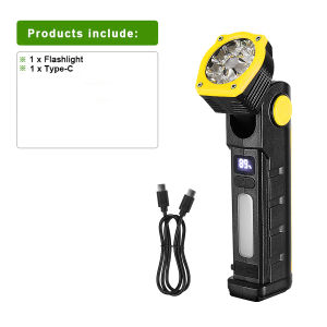 Powerful COB LED Work Light Type-C Rechargeable Flashlight Strong Magnet Working Light for Camping Car Repai Emergency Warning