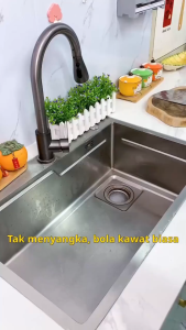 Sikat Kawat Gagang Panjang Stainless Steel / Serbaguna untuk Cuci Piring/ Kamar Mandi Tidak Membahayakan Tangan/ Alat Pembersih Rumah