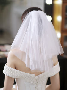 Short Wedding Dress Headpiece for Bride White Photography Ceremony Registration Proposal Small Size Elegant Short Han Yina