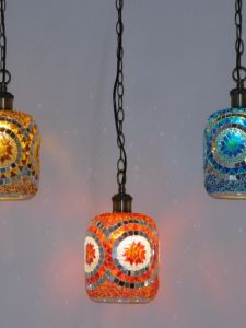 Turkey Retro Stylish Creative Mosaic Lamps Thai Cafe Restaurant Corridor Card Holder Glass Small Droplight