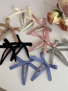 French Girl Ballet Style Hair Clip Butterfly Knot Ribbon Side Part Bangs Clamp Sweet Temperament BB Clip Hair Accessories