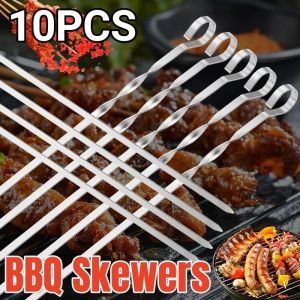 10/20/30PCS Stainless Steel BBQ Skewers: Perfect Outdoor Camping Cooking Tools