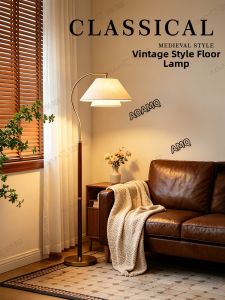 AOMAO | Retro Vintage Real Wood Floor Lamp