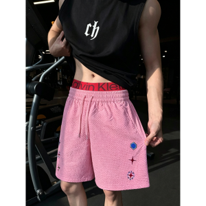 OUMULONG | Quick-Dry Embroidered Ice Silk Breathable Sport Shorts
