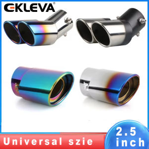 Ekleva phổ tự động giảm thanh giảm thanh hai cửa ra khí thải Xe Hơi Đầu không gỉ nghiêng cán cạnh Đen/bạc chống kháng repai