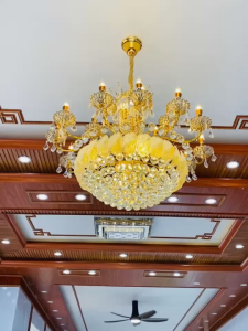 Đèn chùm pha lê thả trần kích thước lớn 100x100cm  cao câp 3 chế độ ánh sáng sang trọng đèn chiếu sáng đèn trang trí cho phòng khách phòng bếp khách sạn - Bảo hành 10 năm