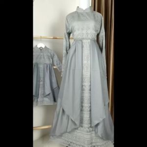 Gamis Naura | Baju Brokat Couple Anak Perempuan dan Dewasa | Seragam Lebaran Brukat Terbaru Murah