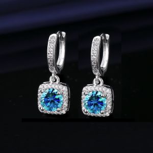 Hoa Tai Kim Loại Bạc 925 Pha Lê Moissanite Phong Cách Thời Trang Chống Dị Ứng Kim Cương Giả Thanh Lịch Trang Sức Tai Cho Nữ