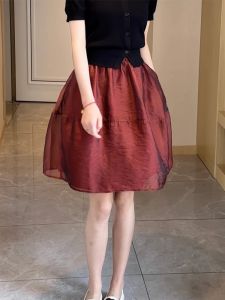 High Waist A-Line Mini Skirt Womens Spring Summer New Style Polyester Geometric Splicing Short Skirt Slimming Effect