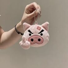 Bandai | Funny Angry Pig Magnetic Toy Keychain Buriburizaemon Bag Charm Fine Embroidery Soft Backpack Decoration Adult Accessory Gifts