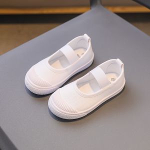 Childrens Campus Canvas Shoes Spring Autumn Anti-slip Soft Bottom White Indoor Shoes Boys Girls Kindergarten Slip-On Shoes