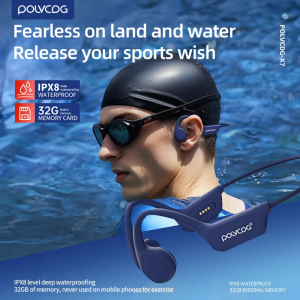POLVCDG Bone Conduction Headset IPX8 32GB Bluetooth 5.3 Wireless Headset with Microphone Waterproof Swim 2024 New