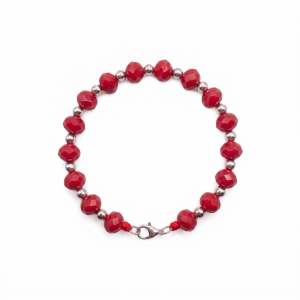 Origin Beads Co. - Red Crystal Glass Rondelle Bracelet - Fashion Jewelry Korean Minimalist