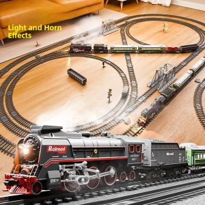 Electric Remote Controlled Steam Train Track Toy Green Carriage Childrens Small Train Boys Educational Birthday Gift