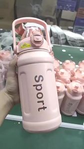 Bình giữ nhiệt 1000ml Hilogi có ống hút nắp bật  giữ nóng lạnh trên 10 giờ  quai xách chắc chắn