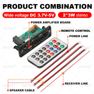 DC 5V Bluetooth 5.0 MP3 Decoder Board 6W Amplifier MP3 Player Support Call Recording 3.5mm USB TF FM for Module Car Speaker