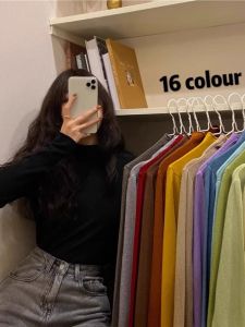 Áo Len Dệt Kim Dài Tay Màu Trắng Ôm Vừa Vặn Cổ Cao Ngắn Cho Nữ Mùa Xuân Thu Đông Phong Cách Mới Áo Lót Bên Trong