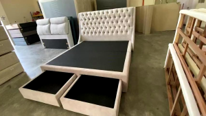 [FREE INSTALLATION]CLC Classic Button Headboard Drawer Storage Bed frame Divan Katil Queen/King[10 days delivery][KLANG VALLEY ONLY]