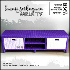 Lemari rak rotan sintetis type rak laci 3 dvd serbaguna model terbaru th 2024