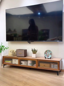 ชั้นวางทีวี ชั้นวางของ ตู้วางทีวี มีช่องเก็บของ ประตูบานเลื่อน สามารถจัดเก็บของได้มาก วางทีวี55/65 นิ้วได้ รับน้ำหนัก สไตล์ยูโร TV cabinet