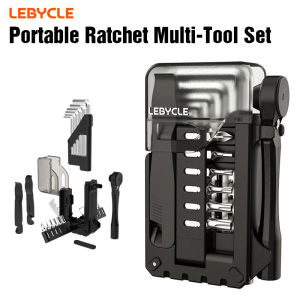 LEBYCLE 12-In-1 Bicycle Multitool Two-Way Ratchet Wrench Kit Portable Magnetic Allen Key Tools Set Box Bike Maintenance
