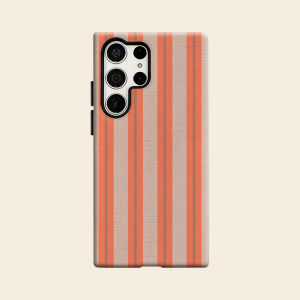 Coral Thin Stripe Luxury Fashion Full Lens Protective Case for Samsung Galaxy S26 S25 S24 A56 A36 Plus Ultra