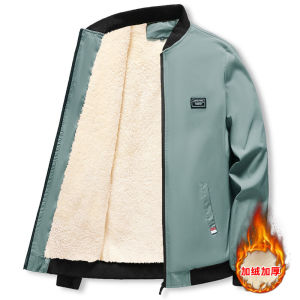 เสื้อแจ็คเก็ตผ้าฝ้ายหนาสำหรับผู้ชาย ฤดูใบไม้ร่วง/ฤดูหนาว เสื้อคลุมกันหนาวแบบหนา ทรงหลวม ปกโปโล กระเป๋าข้าง ซิป ทรงพอดีตัว