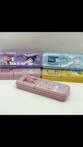 กล่องดินสอเหล็ก + เครื่องเขียน (ดินสอ ยางลบ ไม้บรรทัด กบเหลา) ลายการ์ตูน กล่องดินสอน่ารัก