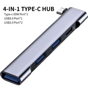 Kebidumei | KEBIDUMEI 4-in-1 USB HUB Type C to PD 60W USB 3.0 5Gbps Adapter OTG USB C Docking Station USB Splitter For PC Tablet Macbook