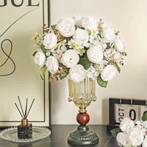 Artificial Silks Peony Flowers Home Room Table Wedding Bridal Bouquets Holiday Outdoor Yard Party Ornamental DIY Gifts Candy Box