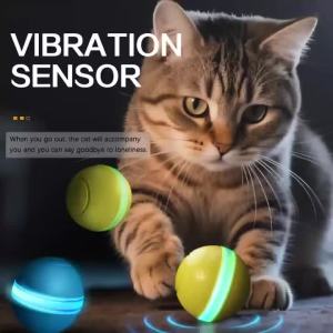 Electric Pet Interactive Ball Indoor Automatic Rolling Magic Ball with LED Light Low Noise Smart Ball Cat Toy for All Age of Cat