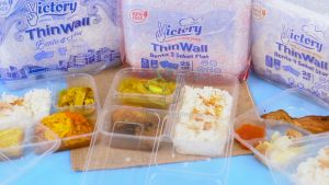 [ 1 PACK ] Thinwall Bento Sekat 3 + Tutup Kotak Makan Sekat 4 Box Kotak Nasi Catering Kotak Bekal Makanan Wadah Plastik Food Container Bento