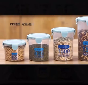 Kitchen Organizer Storage Container Plastic Container Canister Set Transparent Airtight Tank Grain Cereals Storage Jar