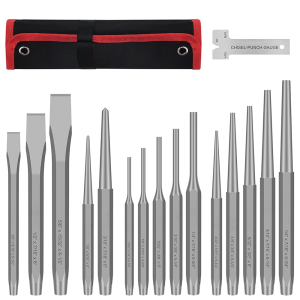 16 PCS Punch and Chisel Kit High Quality CR-V Chisel Bits Household Wood/Metal Cutting Tools for Woodworking/Metal Machining
