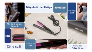 Máy Ép Duỗi Tóc Philips HP8401/00 (33W) Có Lớp Phủ Keratin Làm Nóng Nhanh Đầu Máy Cách Nhiệt Hàng Chính Hãng