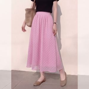 YIKEMAI | Sweet Pink Polka Dots A-Line Skirt