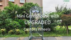 Litgrow Garden Upgraded 5-Tier Mini Greenhouse with Castors Wheels - Portable Small Gardening Green House with PVC Cover - Heavy Duty Swivel Castors with Brakes - 76H x 27L x 19W Indoor & Outdoor