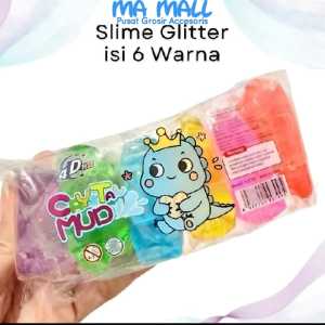 1 pak = 6 Pcs Mainan Viral Slime Crystal Mid Slime Pack 6 warna B145 Labubu Sanrio Dino