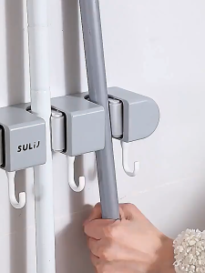 ที่แขวนไม้กวาด ที่แขวนฝักบัว ที่ยืดเกาะไม้ถูพื้นแบบ 4หัว ที่แขวนของใช้ภายในบ้าน ไม่ต้องเจาะ