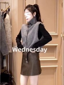 Turtleneck Double-sided Wear Knit Vest