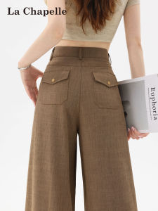 La Chapelle | Beige Tencel Linen High Drape Wide Leg Pants