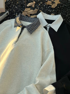 เสื้อเชิ้ตลายสก็อตสไตล์อเมริกันย้อนยุคแบบมีซิปครึ่งตัว ทรงหลวม สำหรับผู้ชายและผู้หญิง แจ็คเก็ตฤดูใบไม้ร่วง สไตล์วิทยาลัย แฟชั่นลำลอง