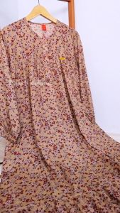 Midi Dress Rayon Premium Motif Bunga Etnik Terbaru Kekinian