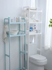 3-Tier Plastic Bathroom Shelf Organizer Space Saver Smart Toilet Shelf Organizer For Bathroom Washing Machine Storage Organizer PP 2 Tiers