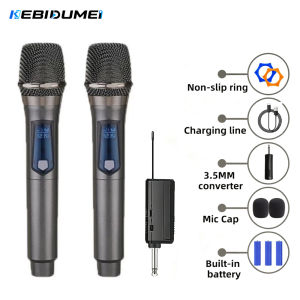 Kebidumei | KEBIDUMEI Wireless Microphone UHF Fixed Frequency 2 Channels Handheld Mic For Party Karaoke Professional Church Show Meeting