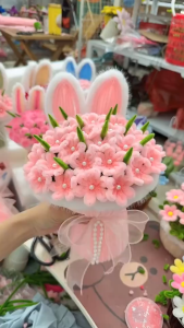 Bó Hoa Tai Thỏ Kẽm Nhung Có Nơ | 22 Bông Trong Một Bó Tặng Bạn Thân Sinh Nhật Và Chụp Ảnh Kỷ Niệm